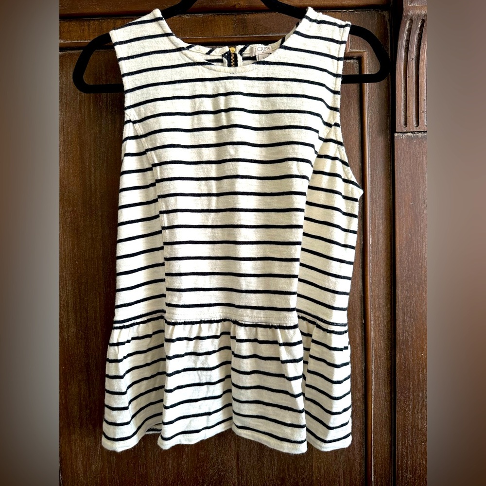 J.Crew Cotton striped knit peplum shirt sz M